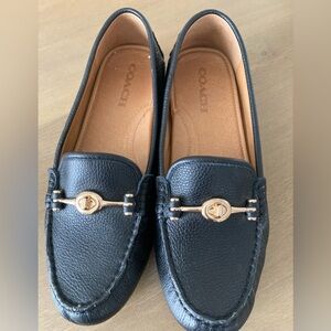 Coach Turnlock Black Leather Loafers